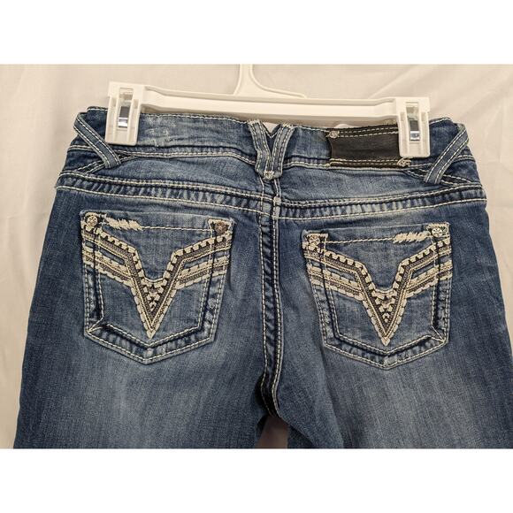 Vigoss The Chelsea Capri Jeans 1 Blue W29 L19 Thick Stitching Straight Leg Denim - Picture 3 of 12